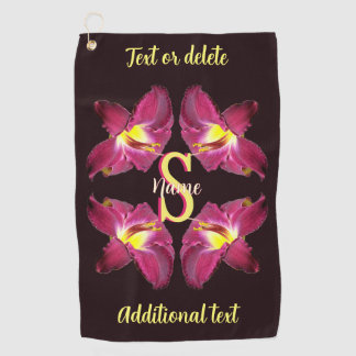 Serviette De Golf Monogramme personnalisé Initiale Nom Lily Art