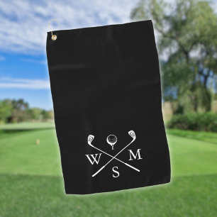 Serviette De Golf Monogramme Personnalisé Noir Et Blanc