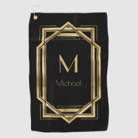 Monogramme Personnalisé Noir et Or | Géométrique