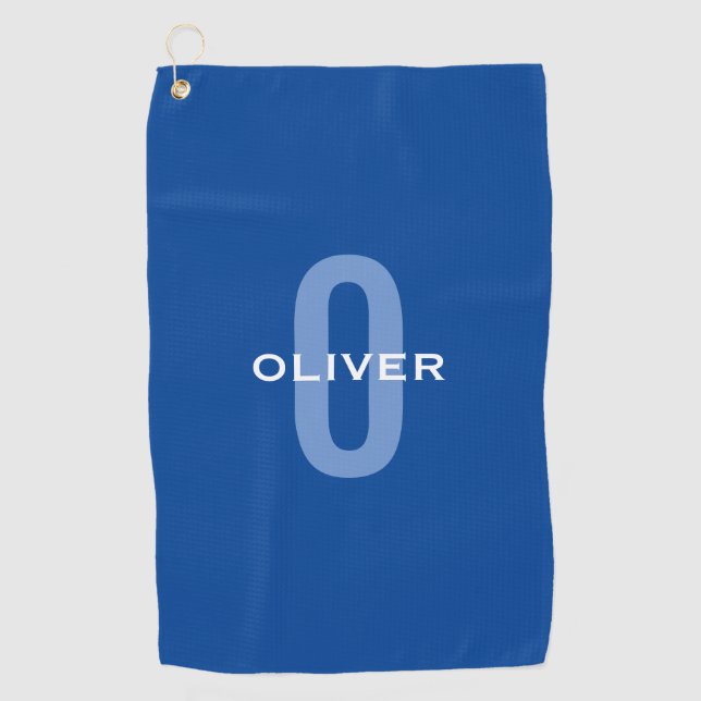 Serviette De Golf Monogramme personnalisé Nom bleu blanc (Devant)