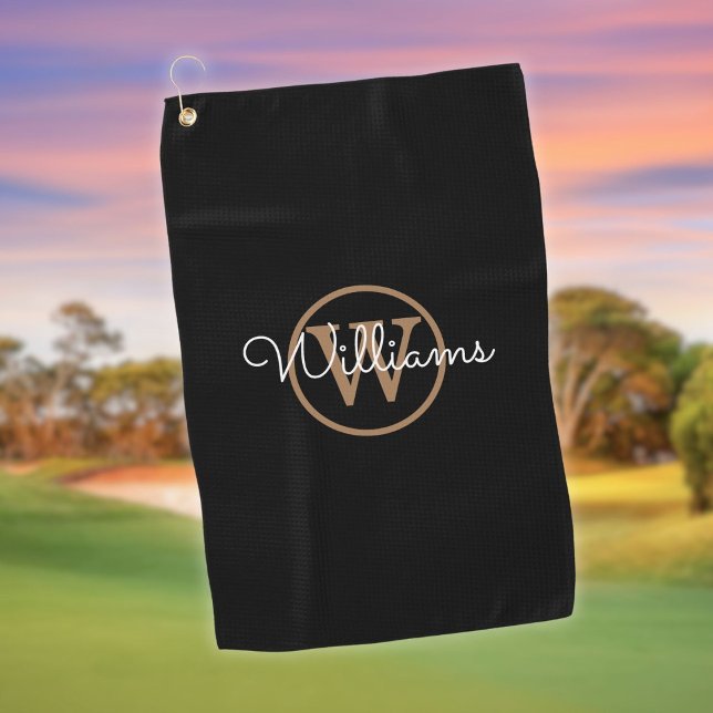 Serviette De Golf Monogramme personnalisé Nom de script élégant (Personalized Monogram Stylish Script Name Golf Towel)