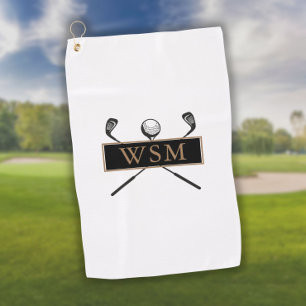 Serviette De Golf Monogramme personnalisé or et noir