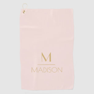 Serviette De Golf Monogramme Personnalisé Rose & Or Nom