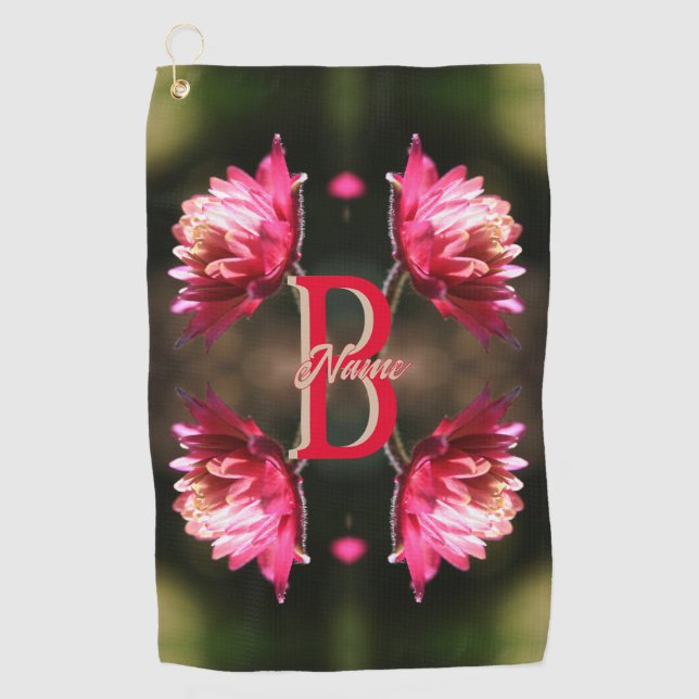 Serviette De Golf Monogramme personnalisé Votre initiale Nom Fleur r (Devant)