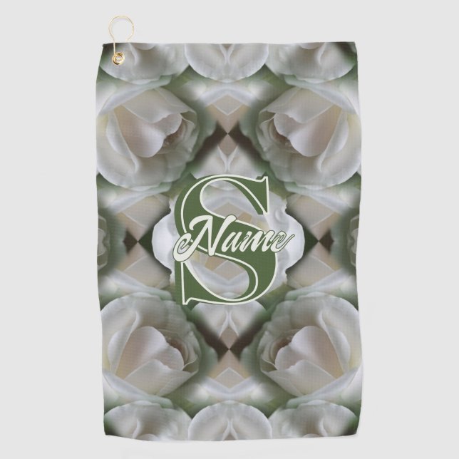 Serviette De Golf Monogramme personnalisé Votre initiale Nom Rose bl (Devant)