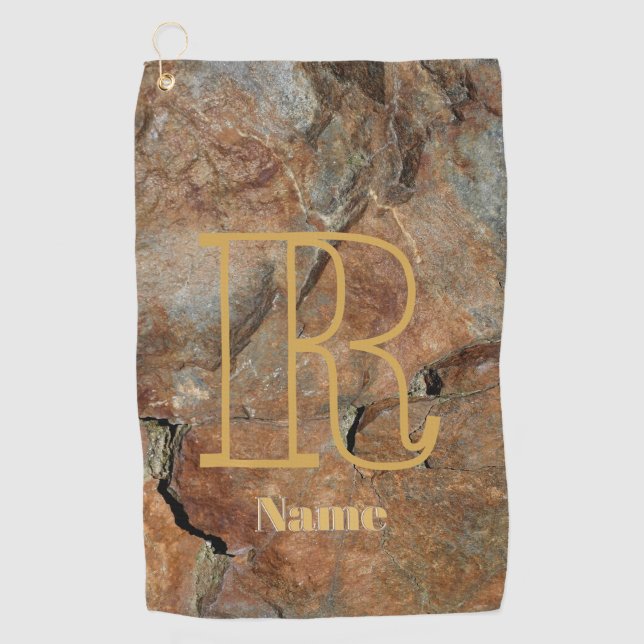 Serviette De Golf Monogramme personnalisé Votre nom initial sur roch (Devant)