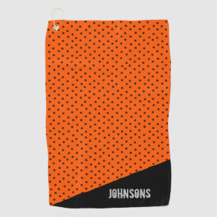 Serviette De Golf Monogramme Retro Orange Et Pois Noirs