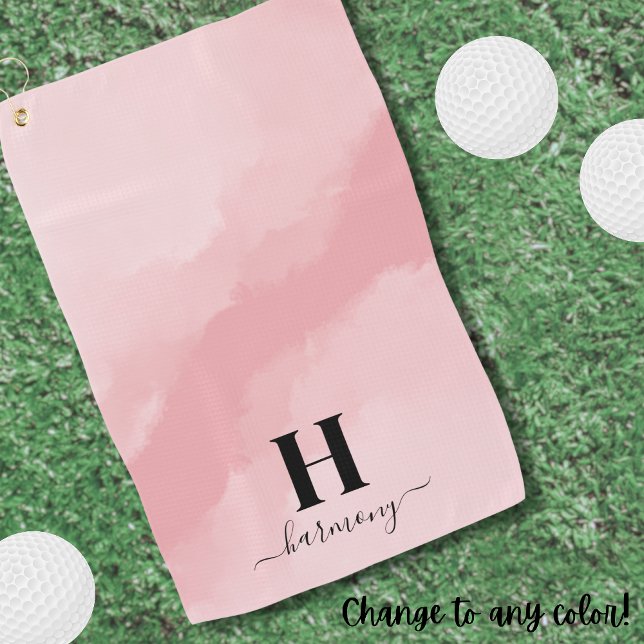 Serviette De Golf Monogramme Rose Élégant (Elegant Pink Monogram Golf Towel)