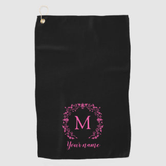 Serviette De Golf monogramme rose girly avec votre nom