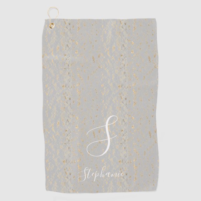 Serviette De Golf Monogramme Rustic Gold Artsy Motifs Initiales mign (Devant)