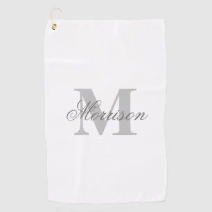 Serviette De Golf Monogramme scripté en nuances de gris