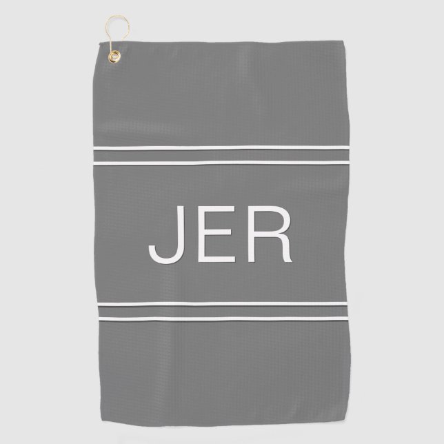 Serviette De Golf Monogramme Stylish Golfer Élégant gris moderne (Devant)