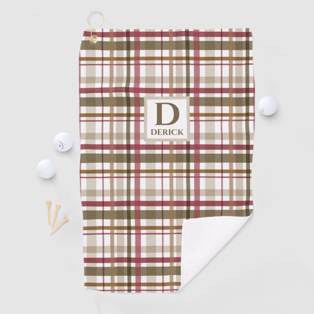 Serviette De Golf Monogramme Tartan classique (En situation)