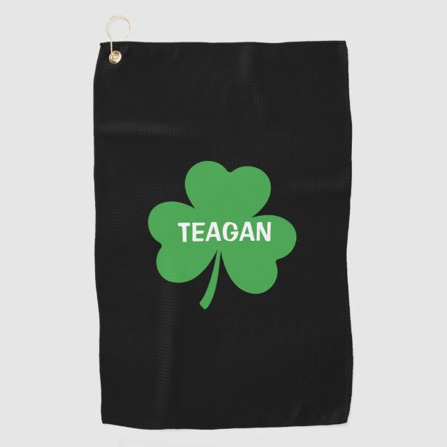 Serviette De Golf Monogramme Trèfle Chanceux Shamrock (Devant)