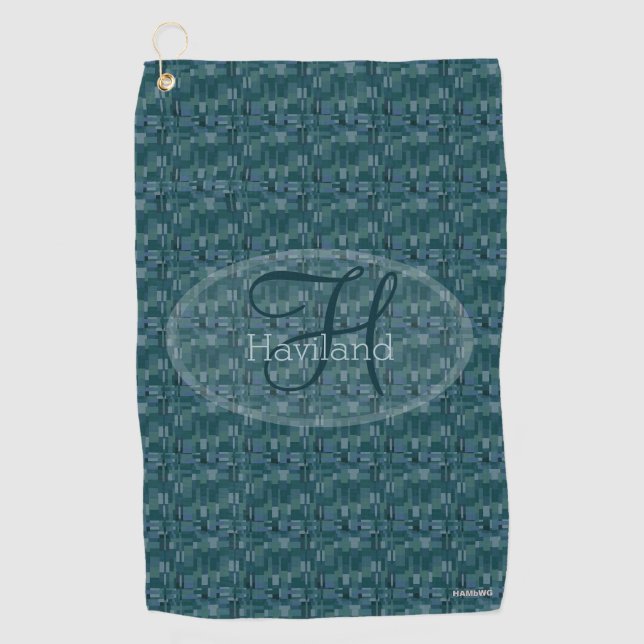 Serviette De Golf Monogramme Turquoise pour imprimer Golf Towel - HA (Devant)