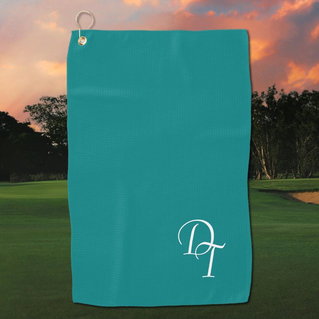 Serviette De Golf Monogramme - turquoise solide (Créateur téléchargé)