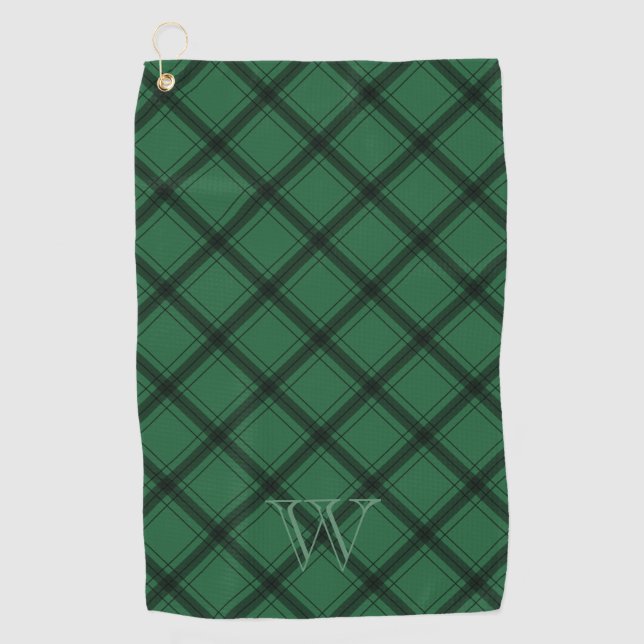 Serviette De Golf Monogramme vert noir en plaie (Devant)