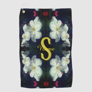 Serviette De Golf Monogramme Votre Nom Initial Clématite Art Floral