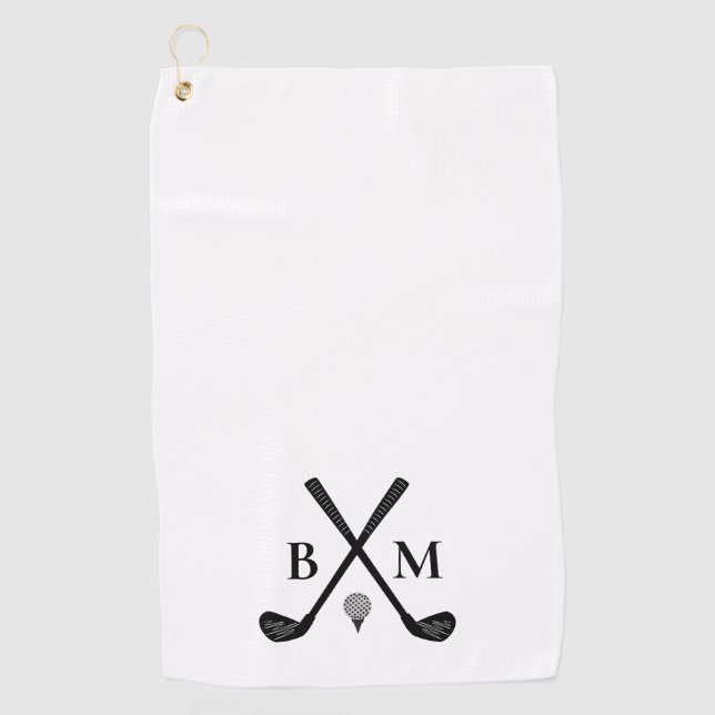 Serviette De Golf Monogrammes Initiales Golf Clubs Thème Moderne Élé (Devant)