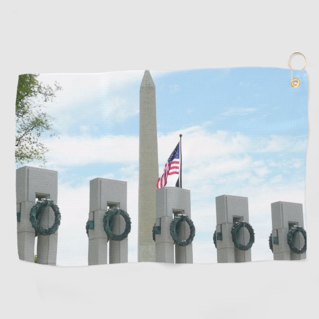 Serviette De Golf Monument Washington et mémorial de la Seconde Guer (Horizontal)
