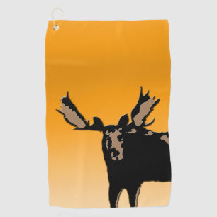 Serviette De Golf Moose at Sunset - Art original de la faune