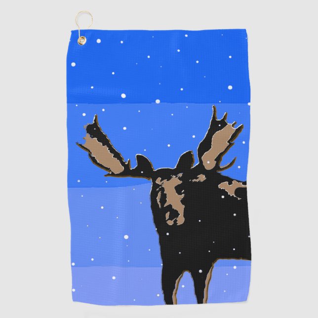 Serviette De Golf Moose en hiver - Art original de la faune (Devant)