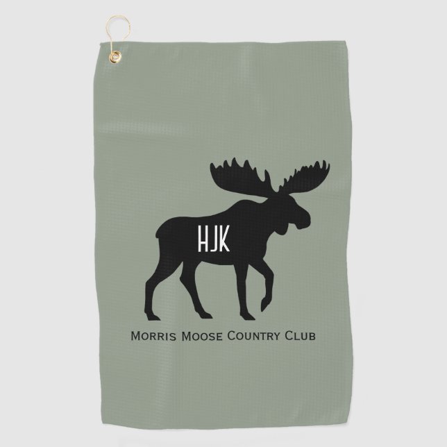 Serviette De Golf Moose Silhouette Nom personnalisé Faune Animaux sa (Devant)
