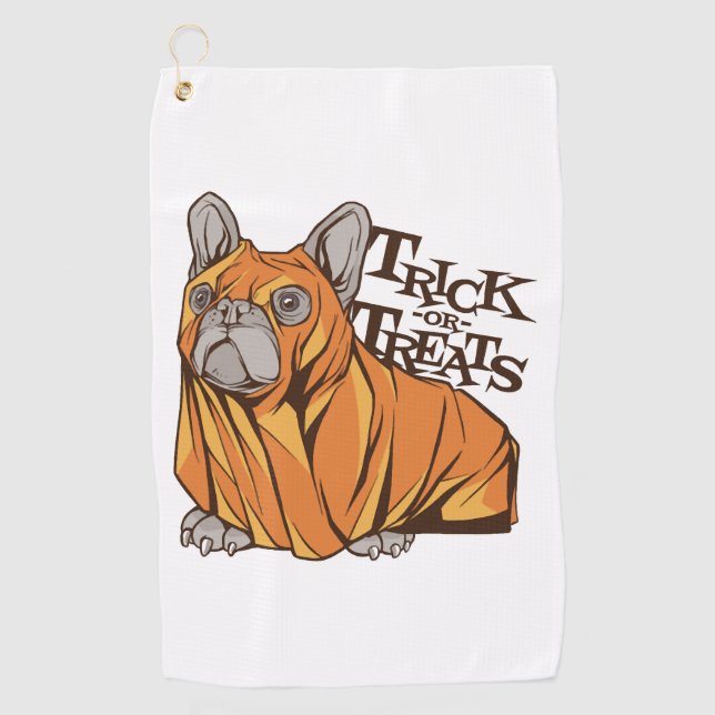 Serviette De Golf Mops d'Halloween (Devant)