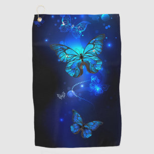 Serviette De Golf Morpho Butterfly in the Dark Background