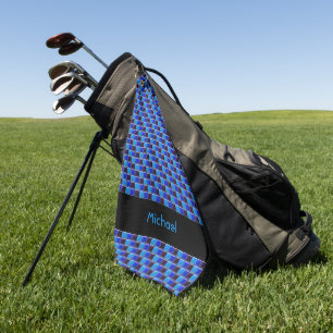 Serviette De Golf Mosaïque moderne en noir, bleu royal, coutume