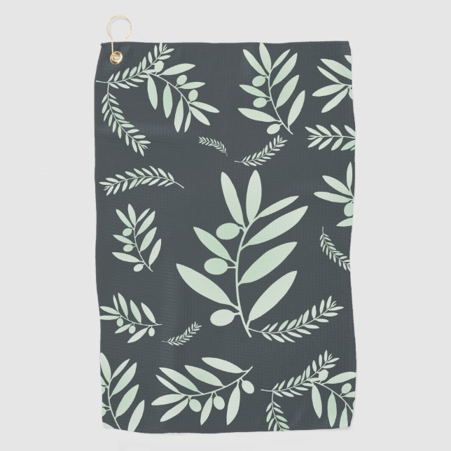 Serviette De Golf Motif à branche d'olivier naturel (Devant)