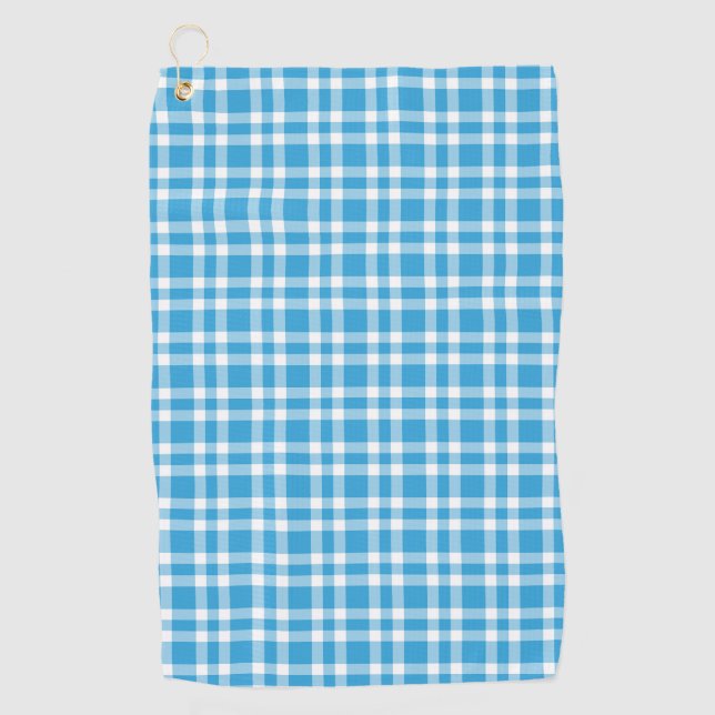 Serviette De Golf Motif à carreaux bleu blanc (Devant)