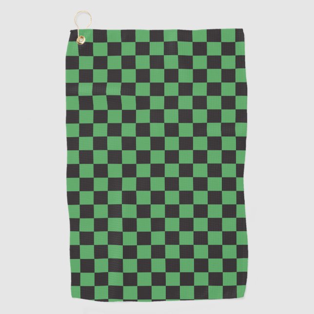 Serviette De Golf motif à carreaux damier vert échecs bl (Devant)