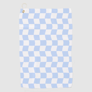Serviette De Golf Motif à carreaux rétro bleu pastel et blanc