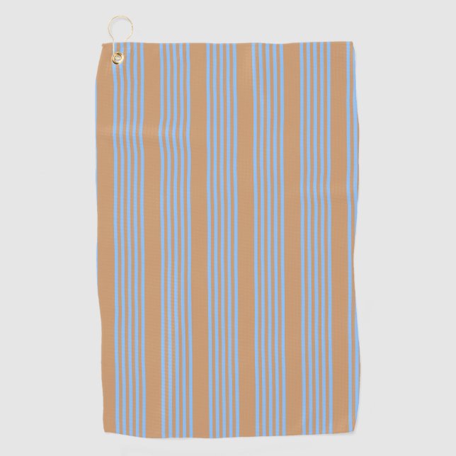 Serviette De Golf Motif à cinq bandes bleu et brun (Devant)