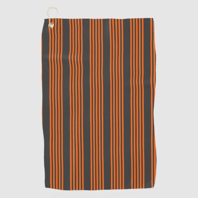 Serviette De Golf Motif à cinq bandes orange et charbon de bois (Devant)