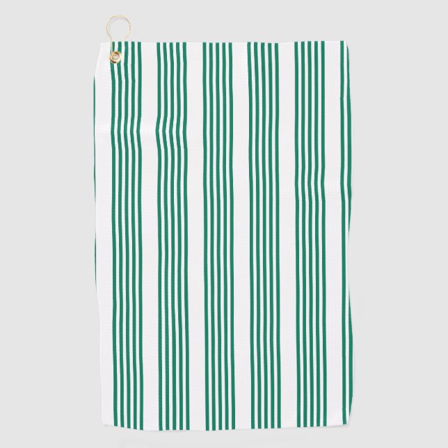 Serviette De Golf Motif à cinq bandes vert et blanc de la forêt (Devant)