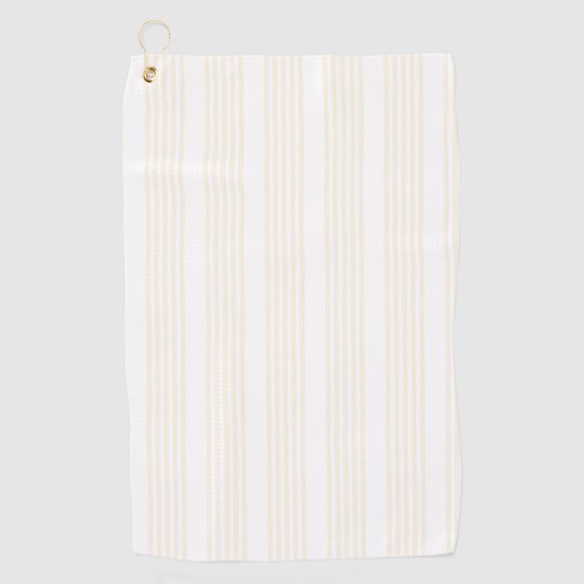 Serviette De Golf Motif à cinq rayures beige et blanc (Devant)