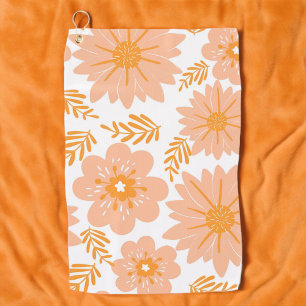 Serviette De Golf Motif à fleurs orange Fuzz Vintage rétro