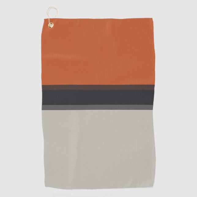 Serviette De Golf Motif à rayures rouges orange de la marine argenté (Devant)