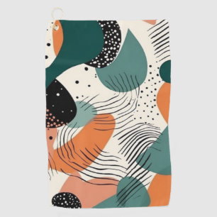 Serviette De Golf Motif abstrait biomorphique corail sarcelle organi
