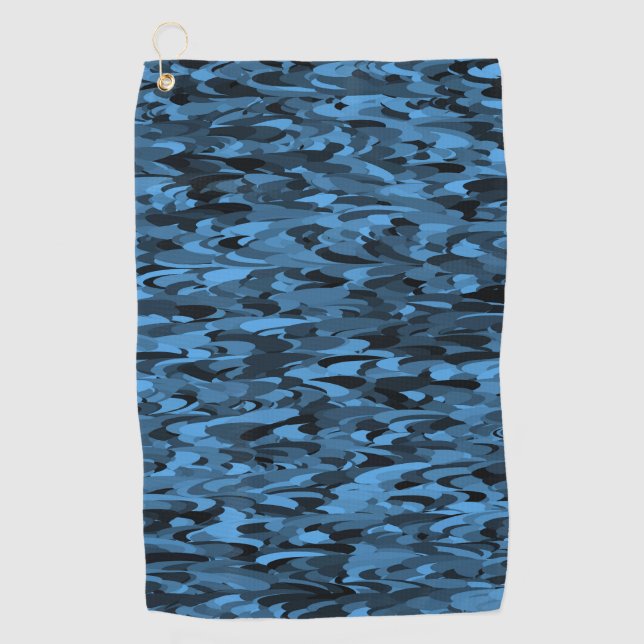 Serviette De Golf Motif Abstrait Bleu Noir (Devant)