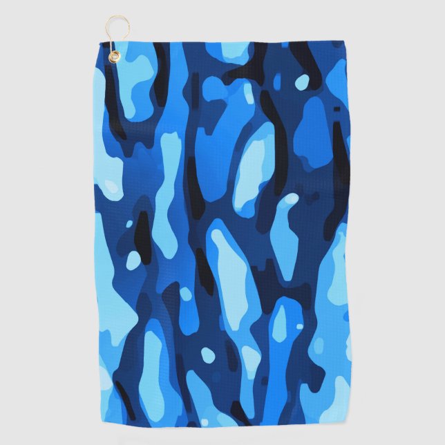 Serviette De Golf Motif Abstrait Camo bleu (Devant)