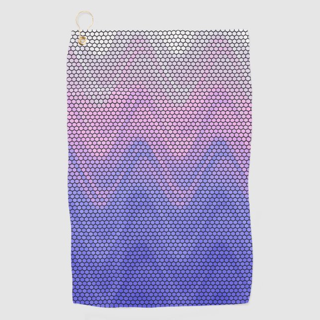 Serviette De Golf Motif Abstrait Hexagon violet rose (Devant)
