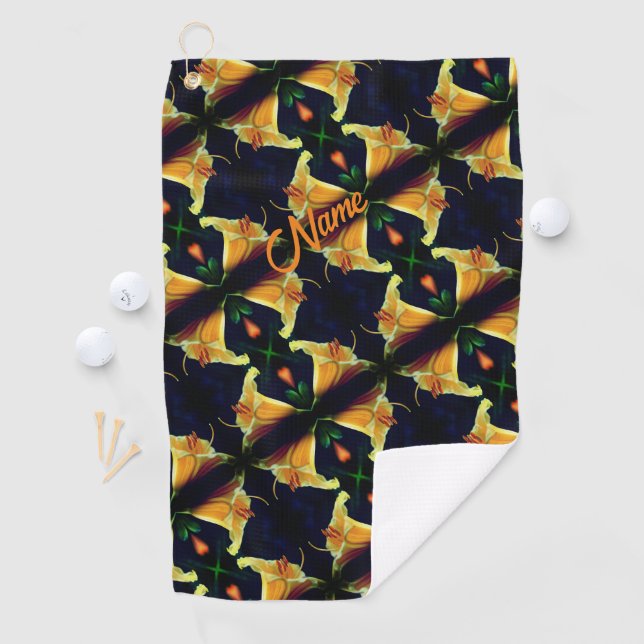 Serviette De Golf Motif Abstrait Lily Jaune Personnalisé (En situation)