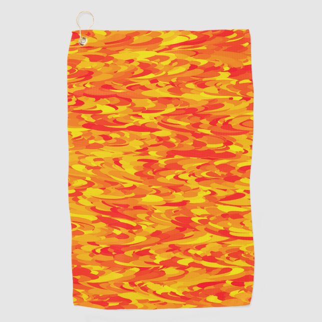Serviette De Golf Motif Abstrait orange rouge jaune (Devant)