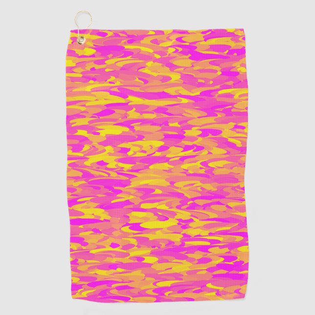 Serviette De Golf Motif Abstrait rose jaune orange (Devant)