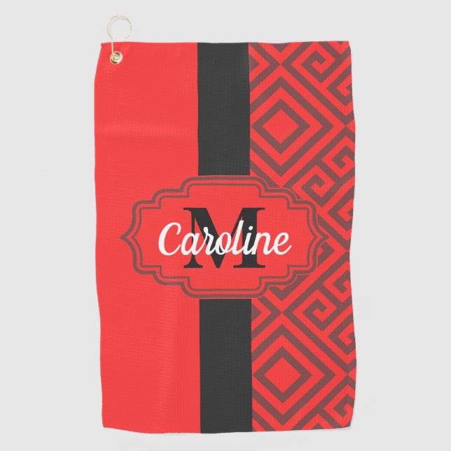 Serviette De Golf Motif Abstrait rouge (Devant)