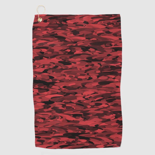 Serviette De Golf Motif Abstrait Rouge Noir (Devant)