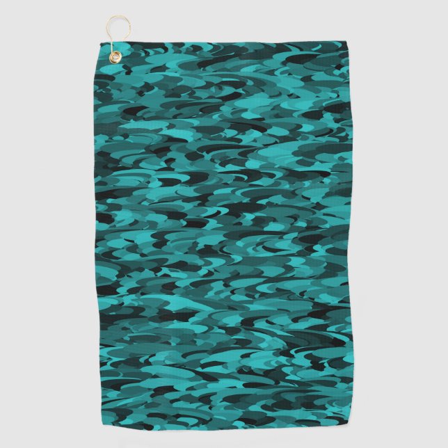 Serviette De Golf Motif Abstrait Turquoise Noir (Devant)